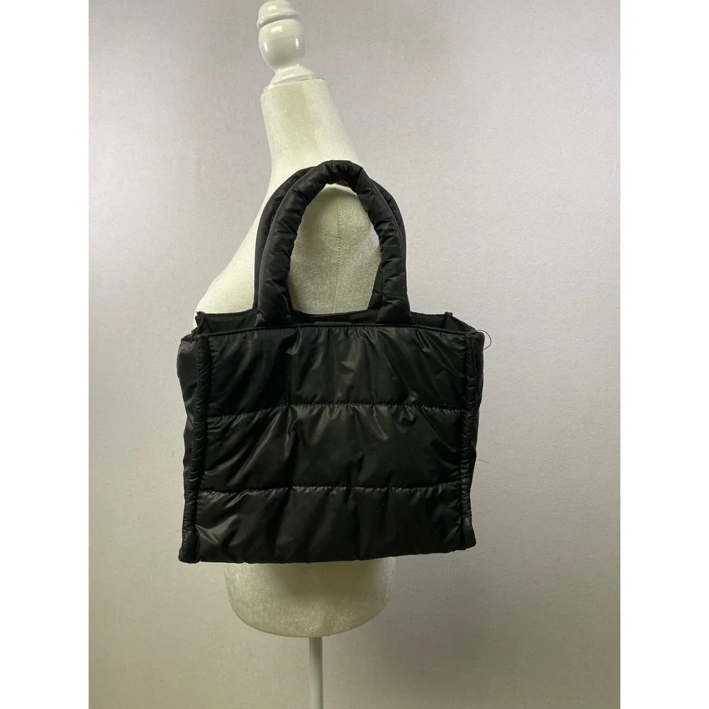 LD‎ Tote Bag Black Puffer Quilted Top Handle Crossbody Shoulder Bag